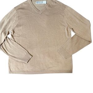 Weekendz off Men's v-neck long sleeve Tan pullover sweatshirt M